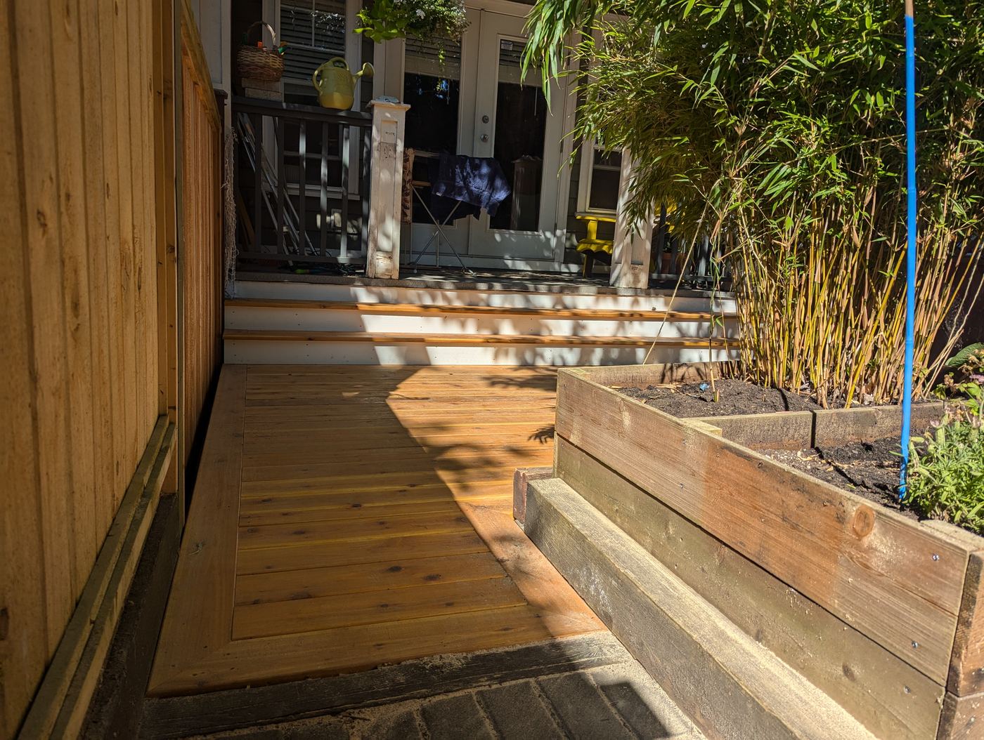 Cedar deck with garden beds