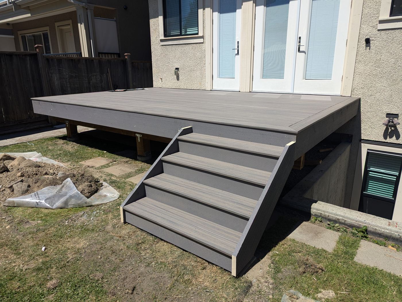Grey composite deck with stairs